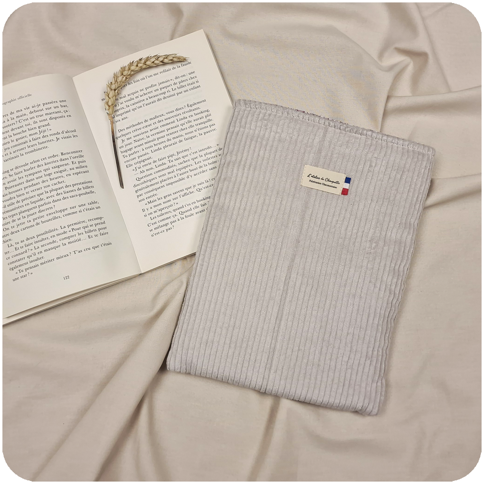 Housse de livre Velours Beige