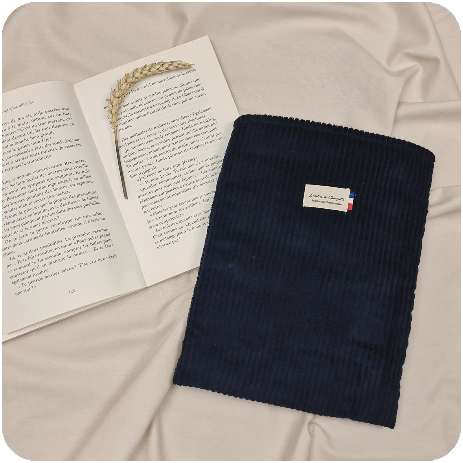 Housse de livre Velours Bleu Marine
