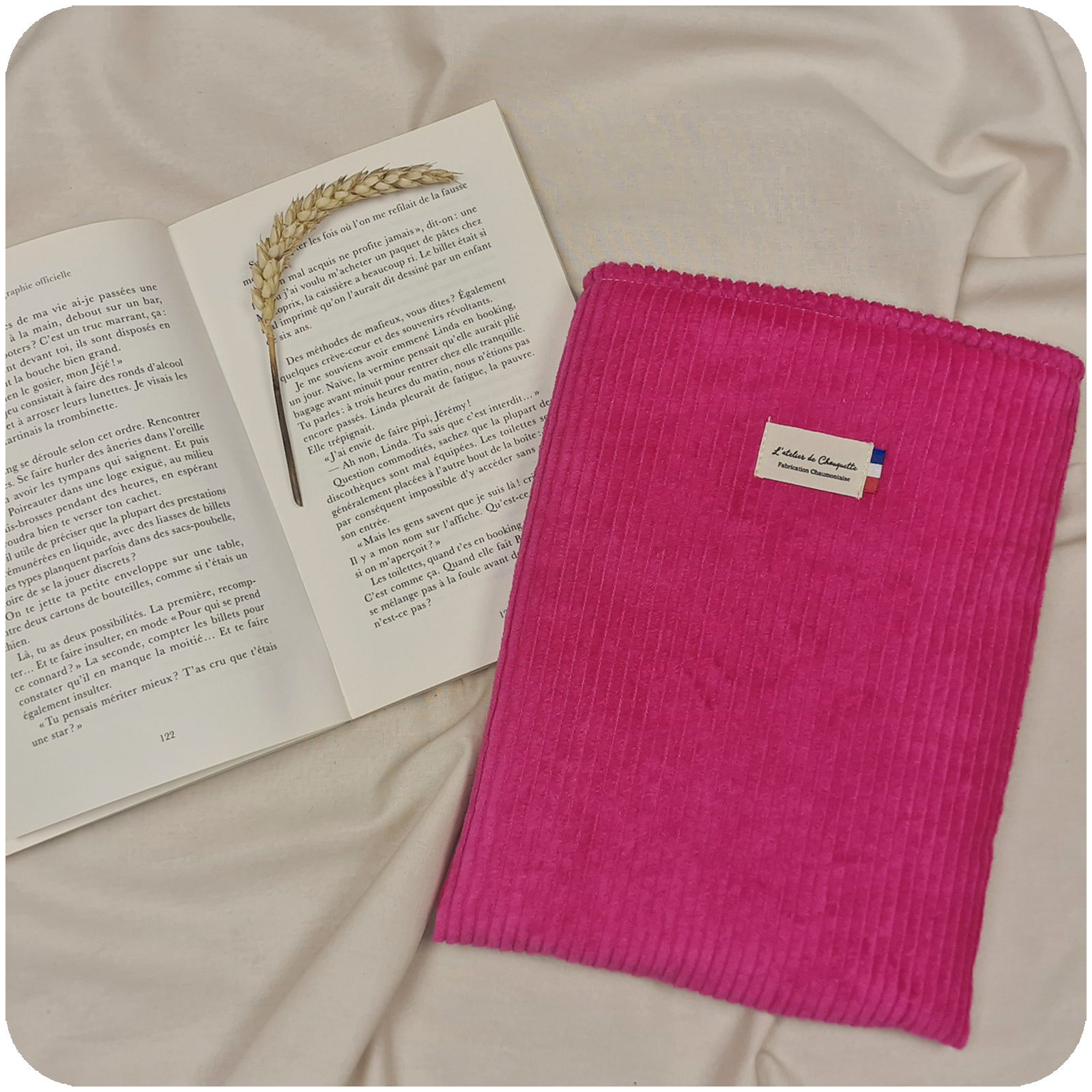 Housse de livre Velours Rose Fuchsia
