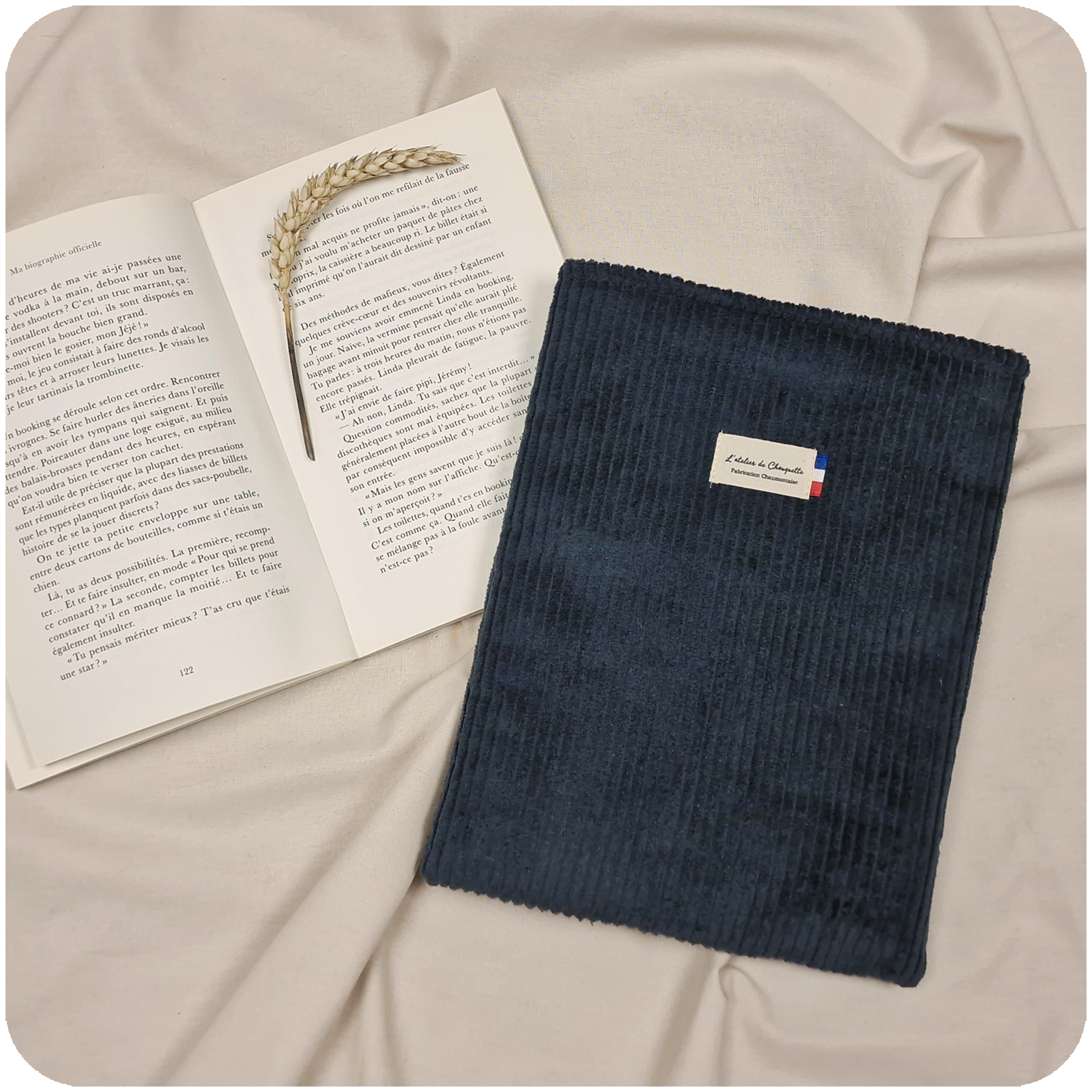 Housse de livre Velours Gris Anthracite