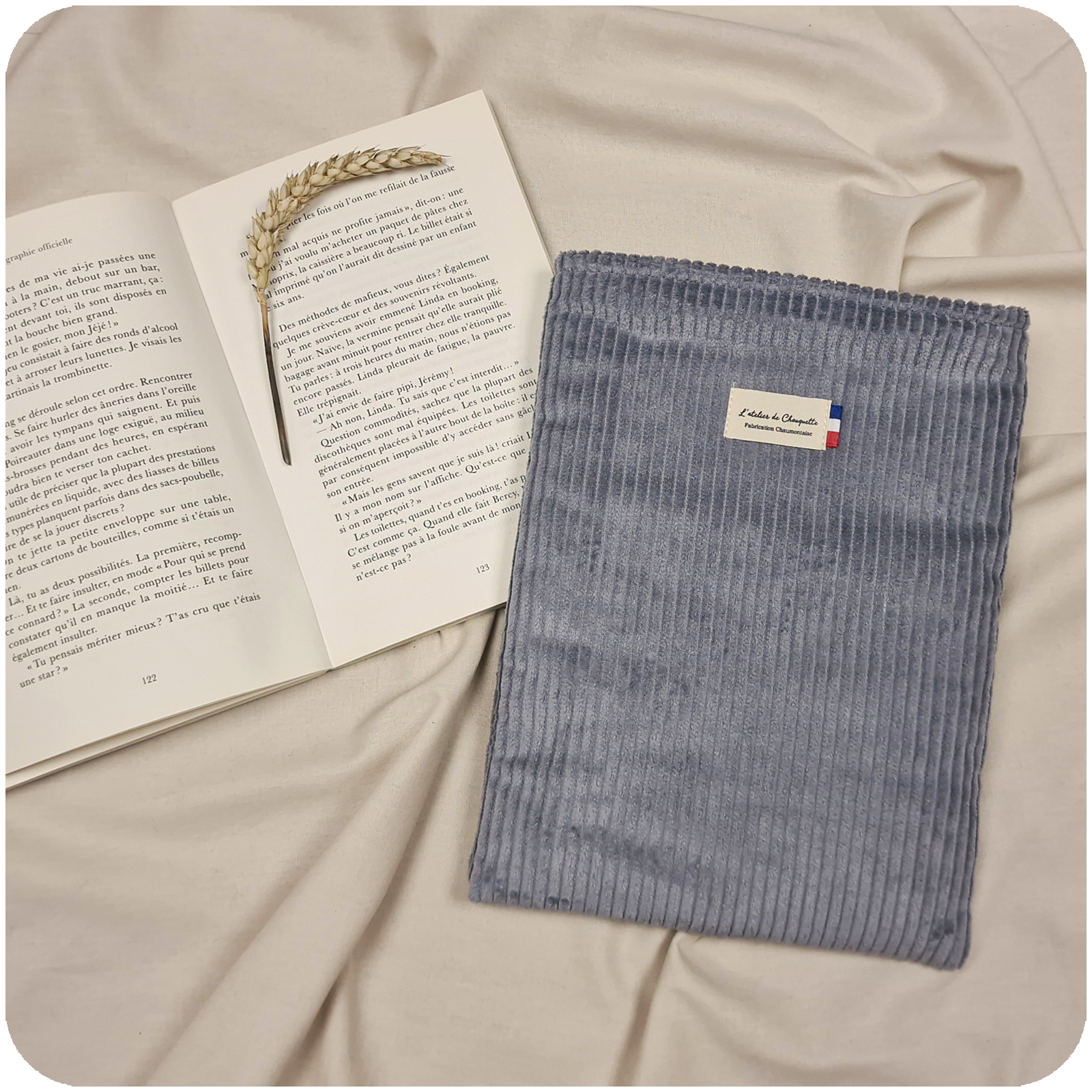 Housse de livre Velours Gris Souris