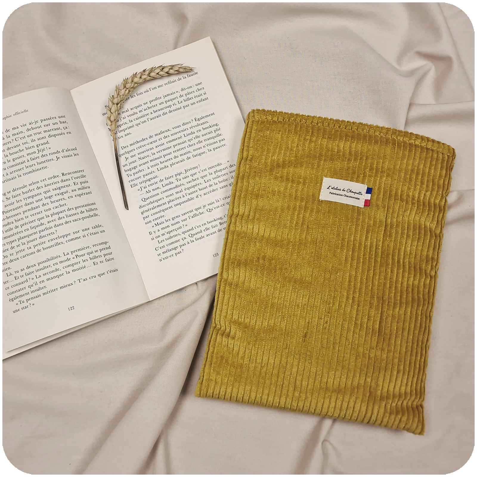 Housse de livre Velours Jaune