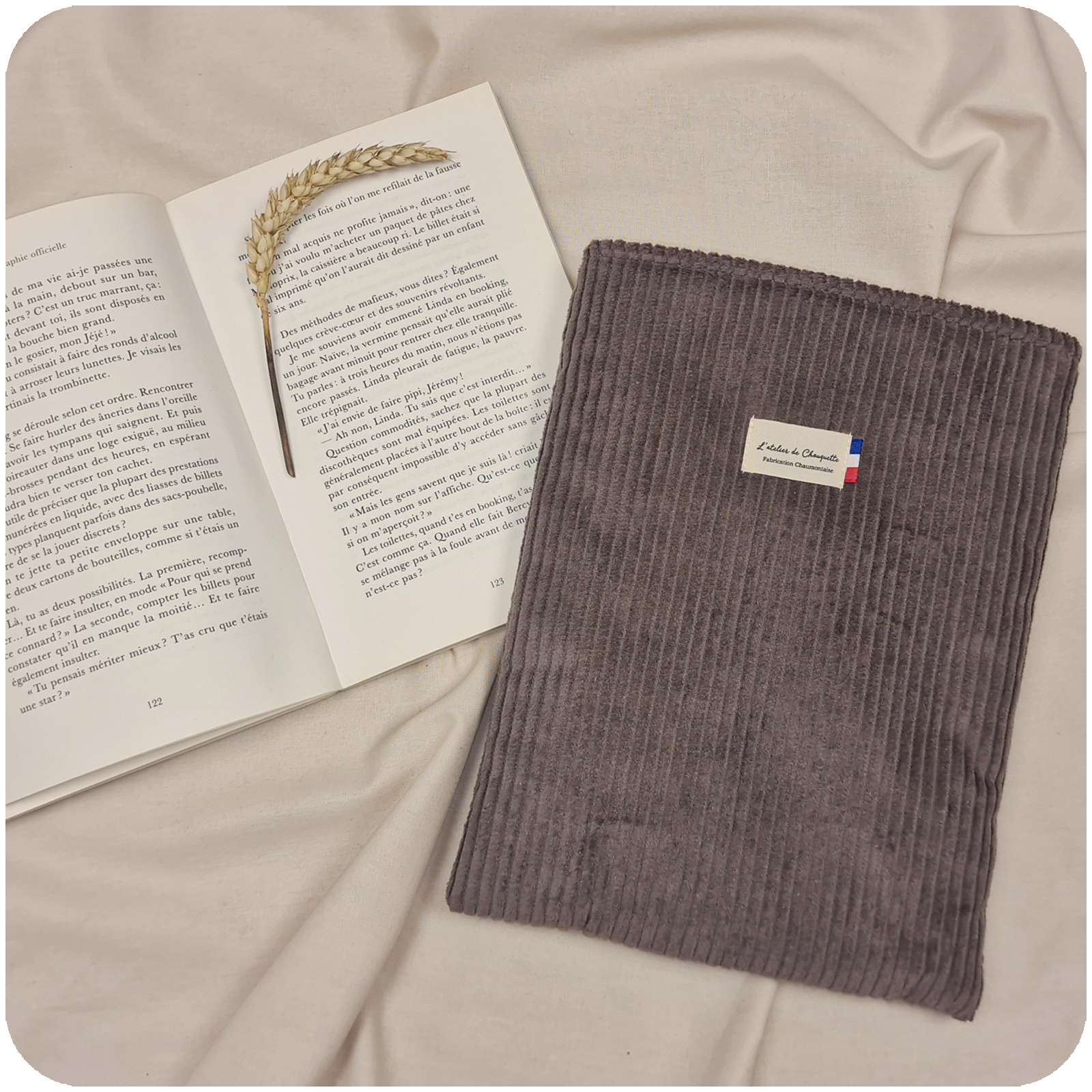 Housse de livre Velours Marron Taupe