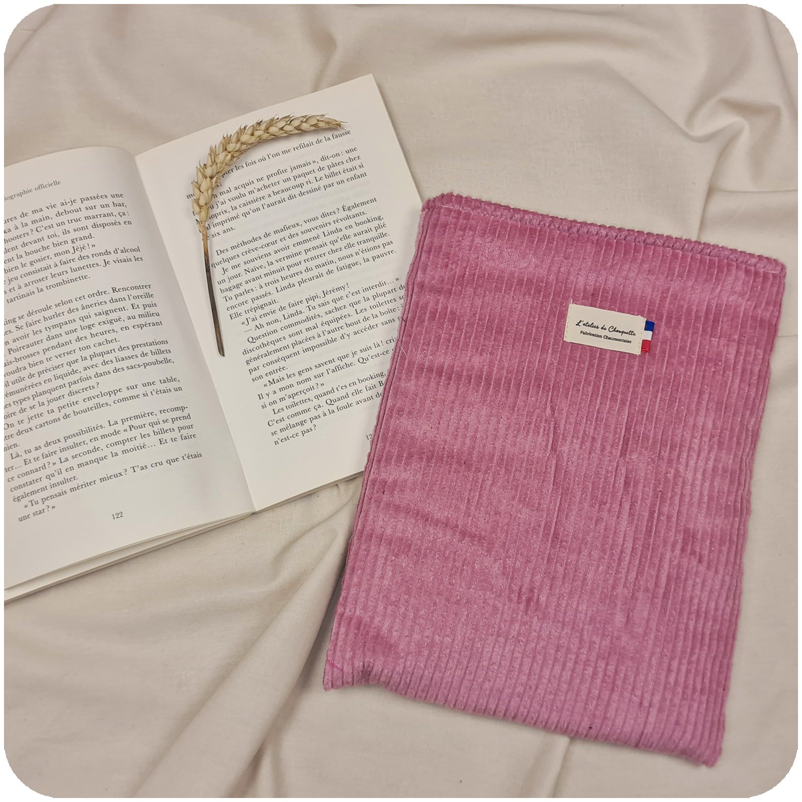 Housse de livre Velours Rose Clair