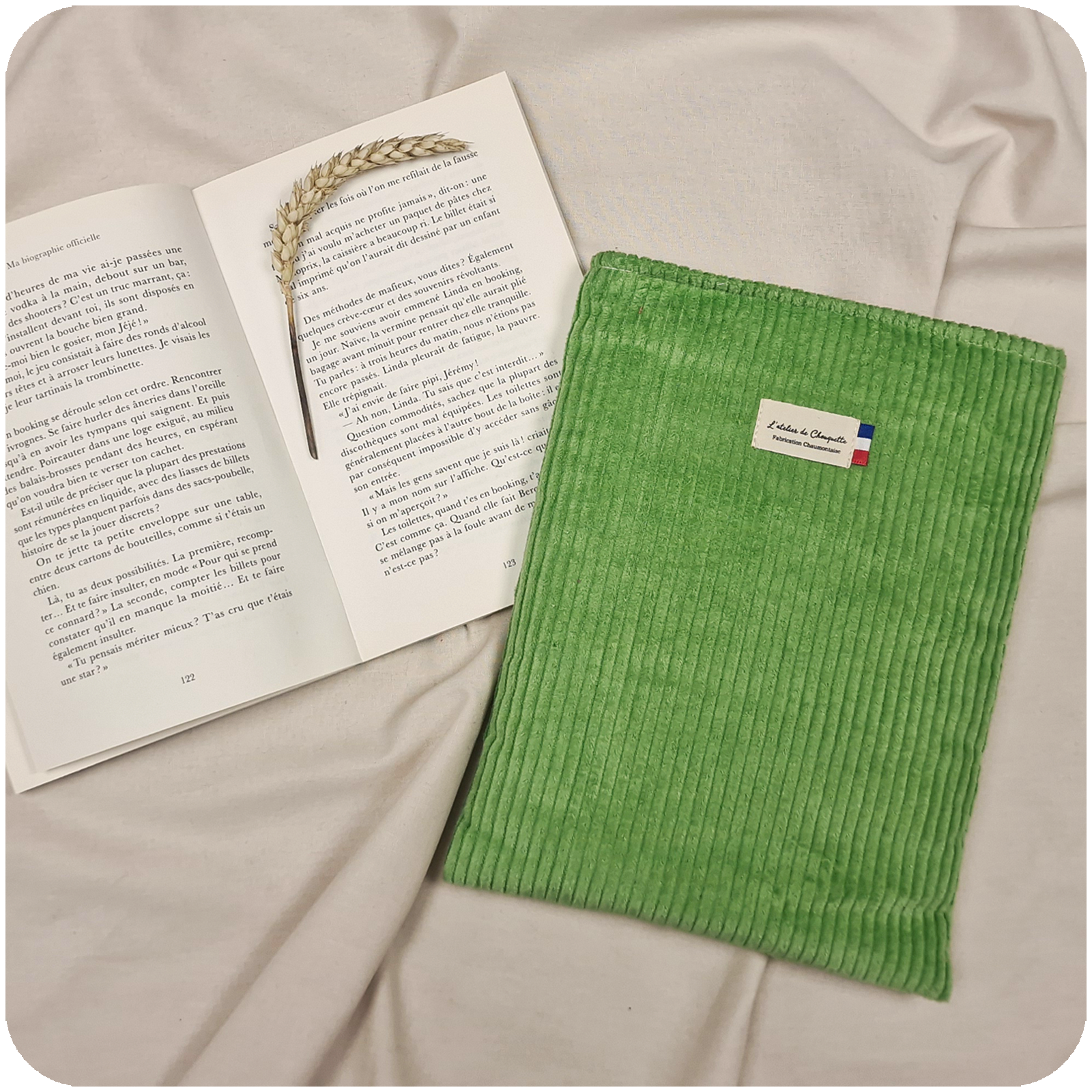 Housse de livre Velours Vert