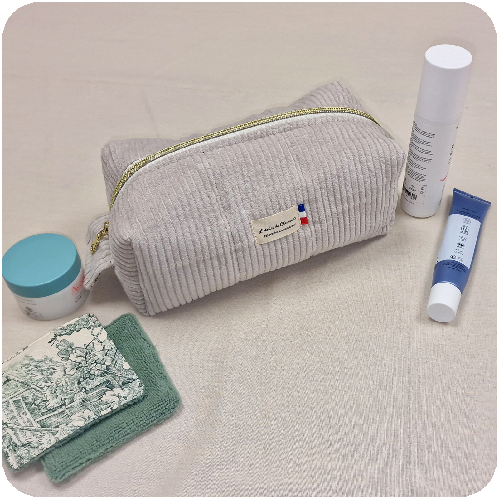 Trousse de toilette Velours Beige