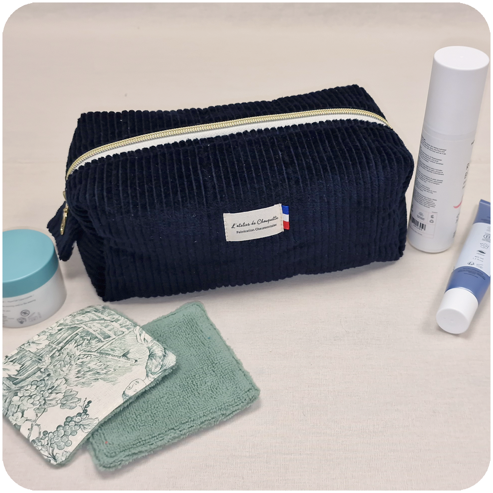 Trousse de toilette Velours Bleu Marine