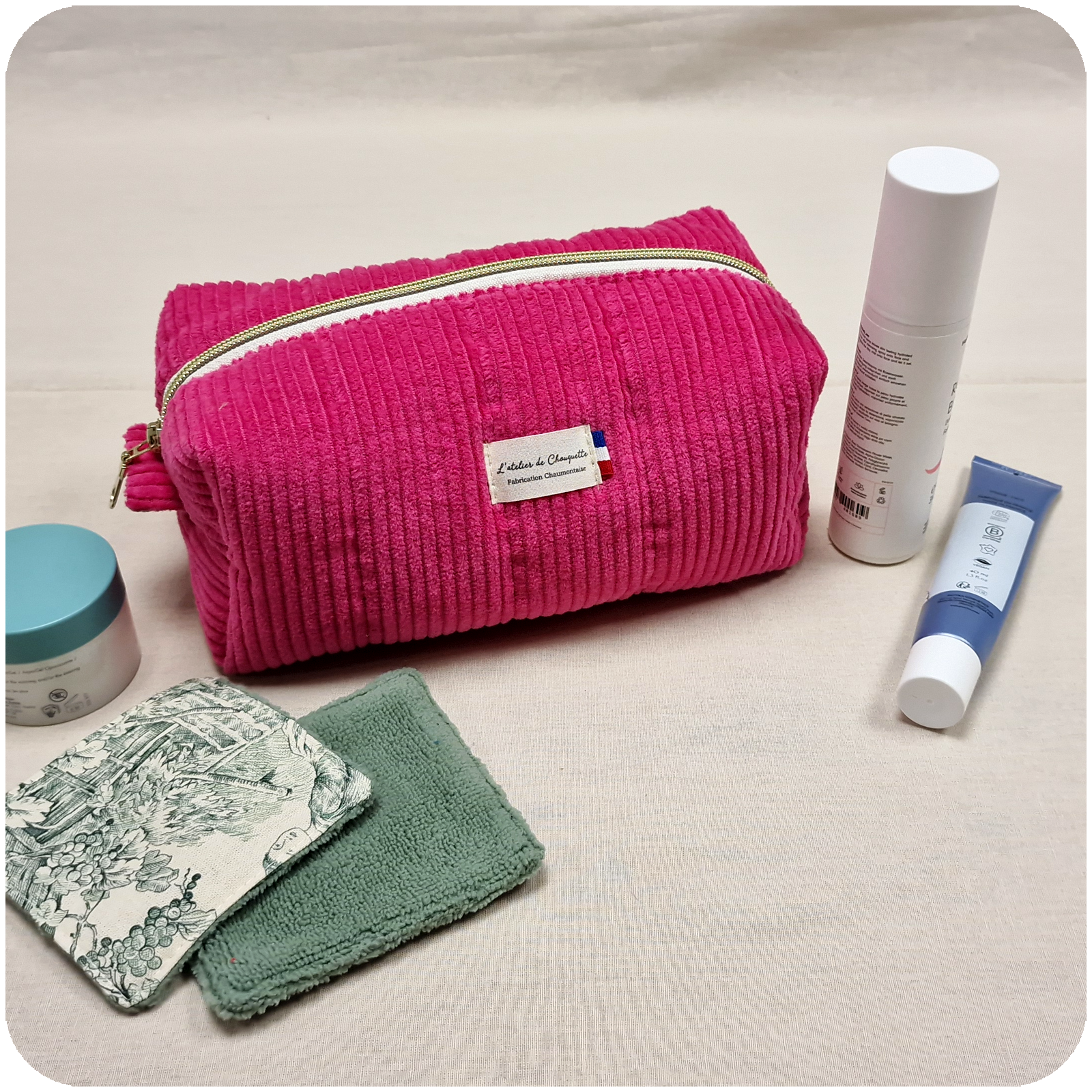Trousse de toilette Velours Fuchsia