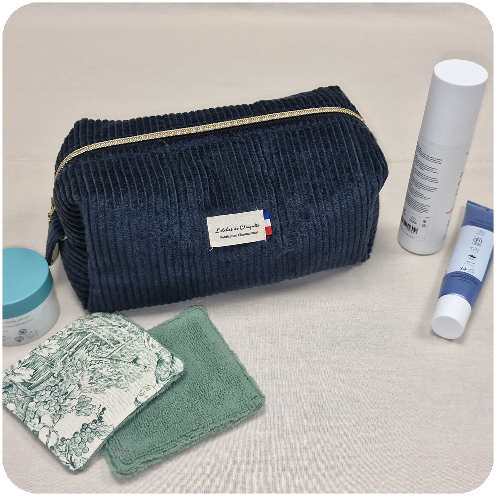Trousse de toilette Velours Gris Anthracite
