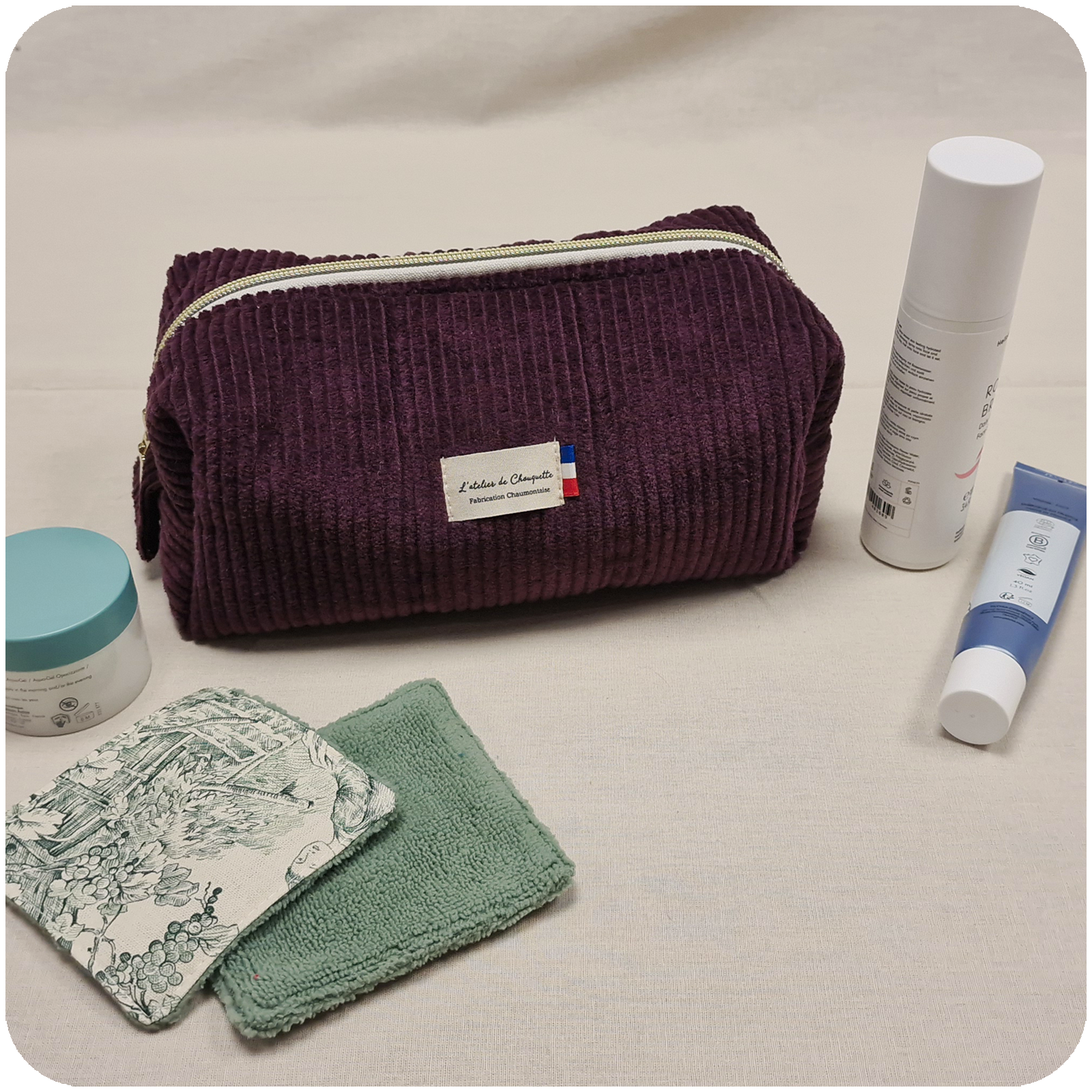Trousse de toilette Velours Prune