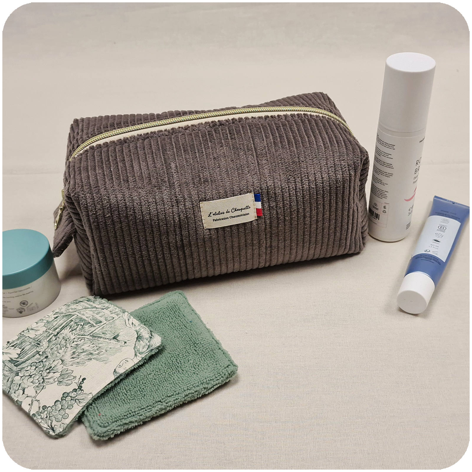 Trousse de toilette Velours Marron Taupe