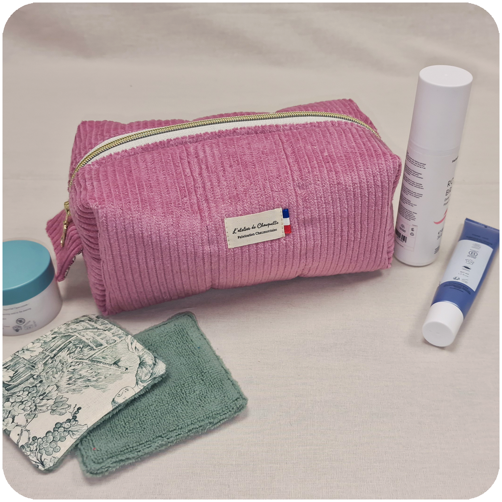 Trousse de toilette Velours Rose Clair